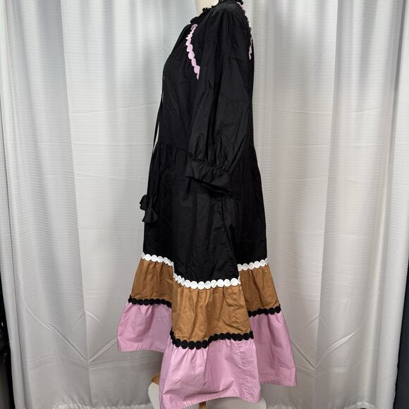 Crosby by Mollie Burch Colorblock Talulah Midi Dress Women's Size Medium Black - Picture 5 of 11